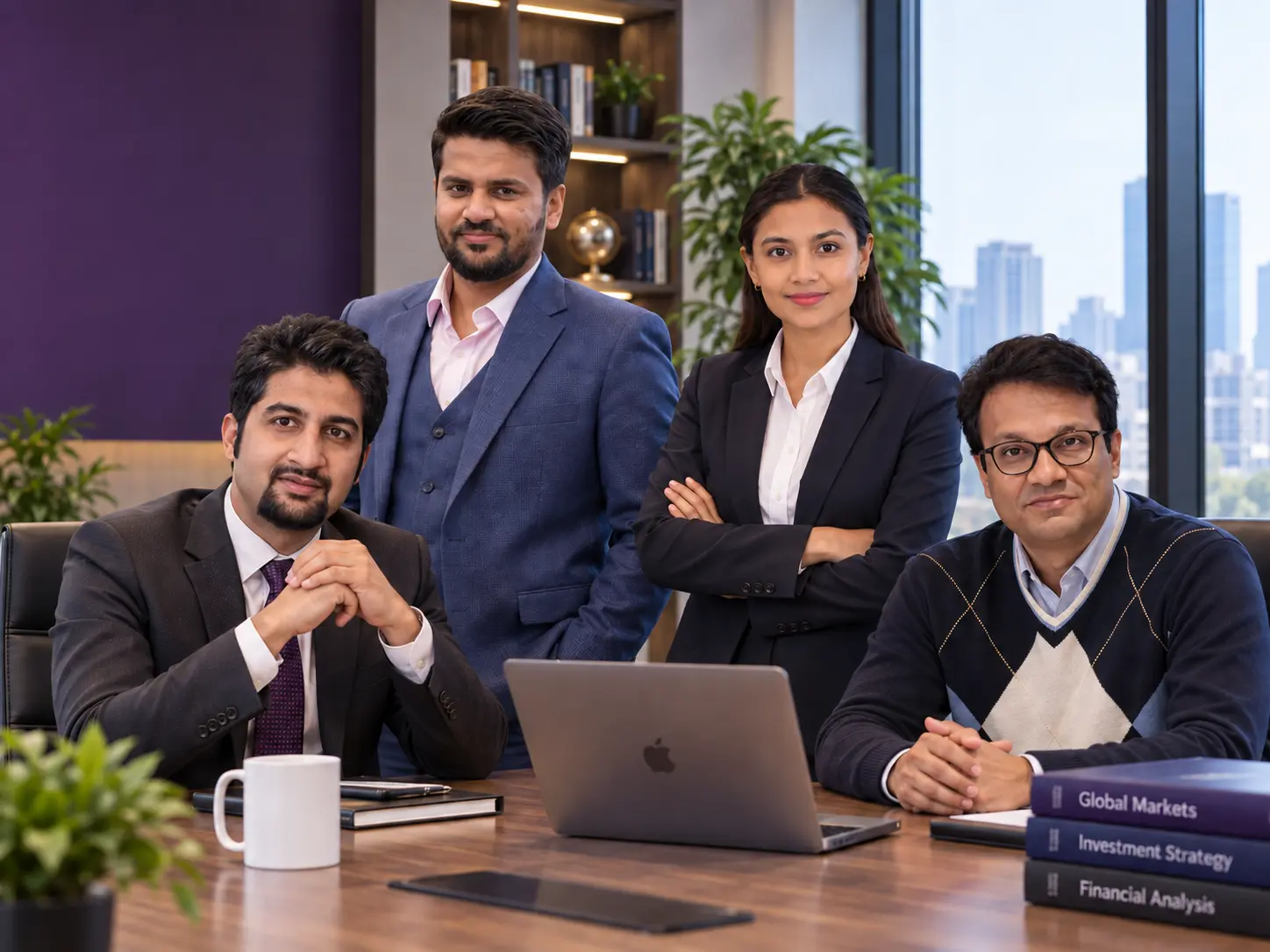Four finance industry experts in an office