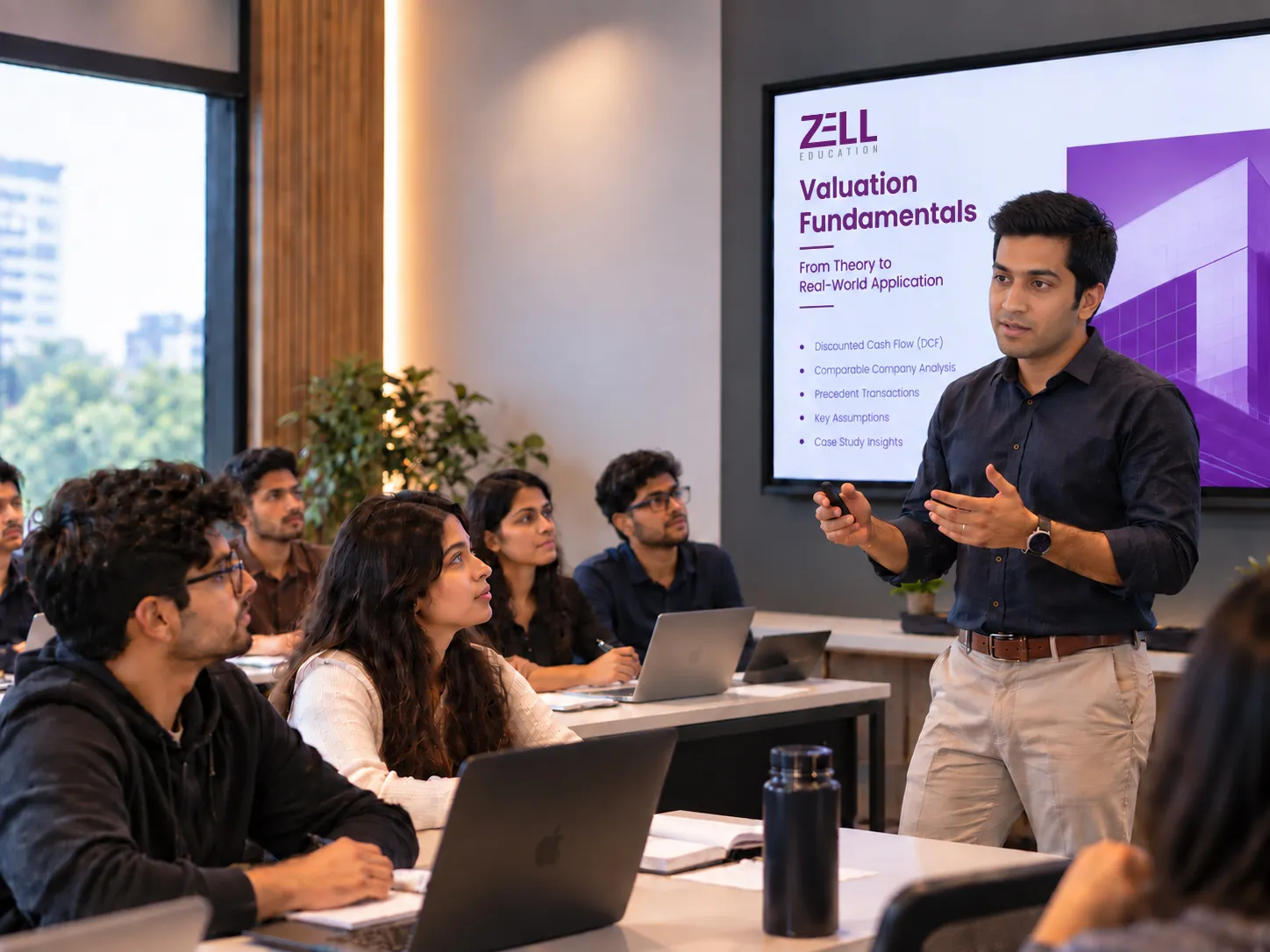 A Zell faculty member teaching a valuation class