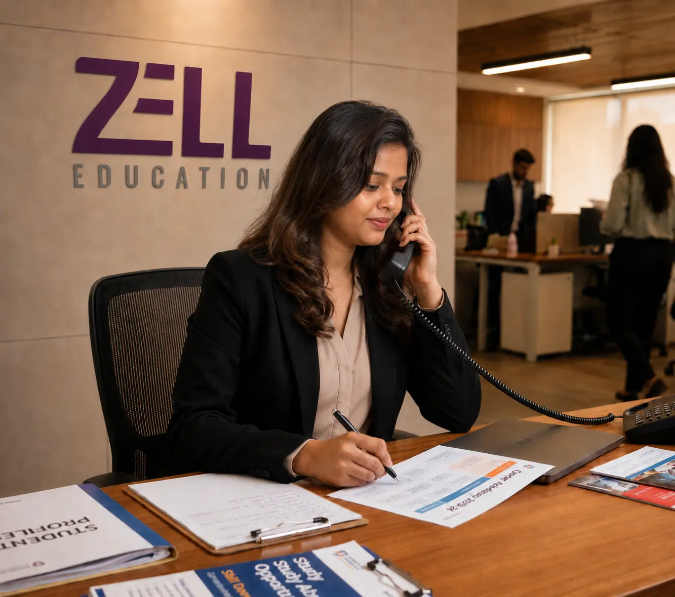 Zell Education career counsellor on a call with a student