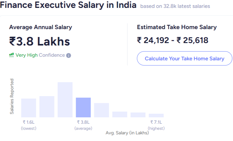 Finance Executive Salary in India 2024