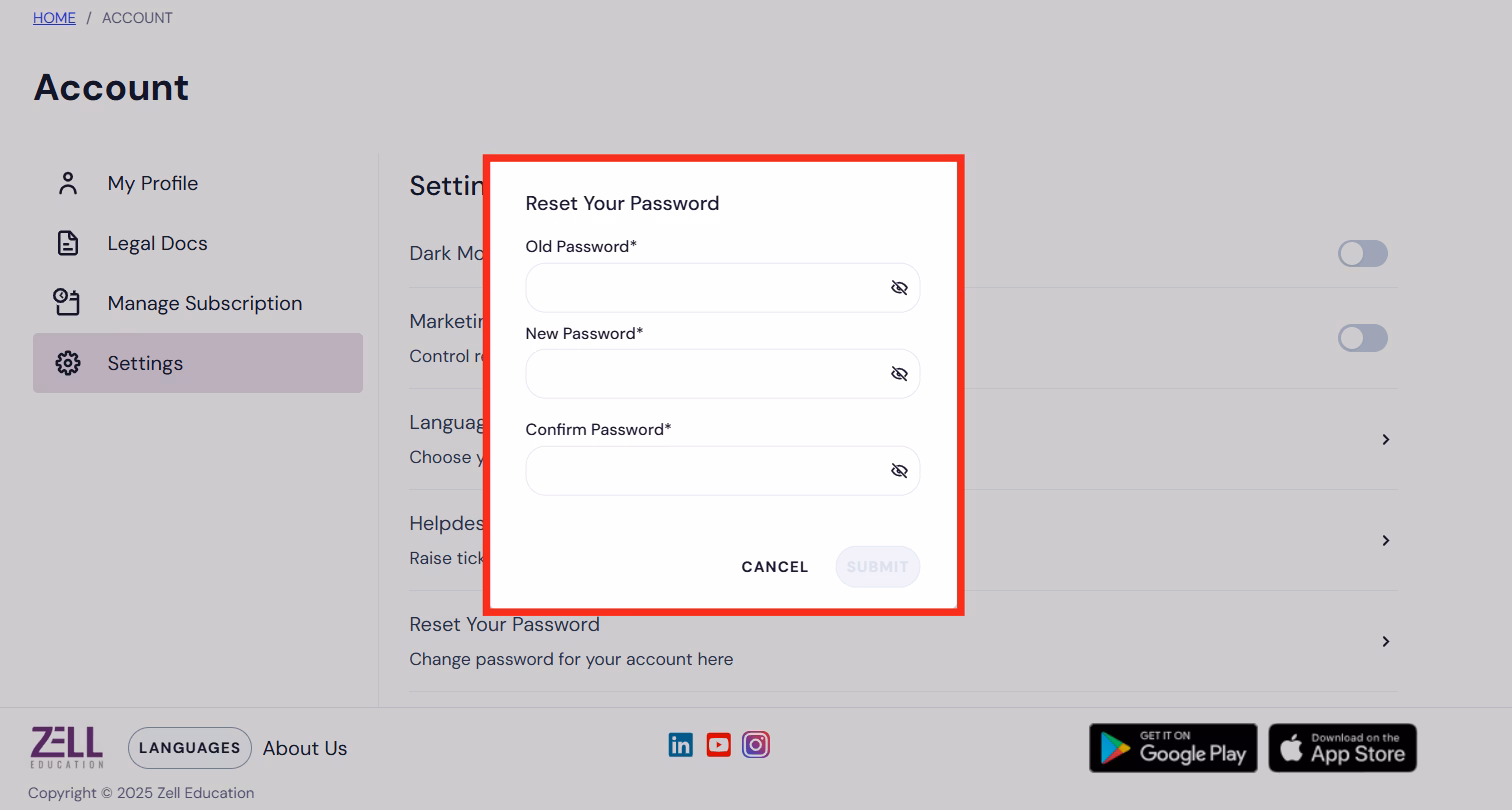 Reset Password 