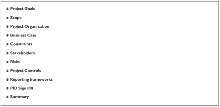 Sample Structure for Project Initiation Document